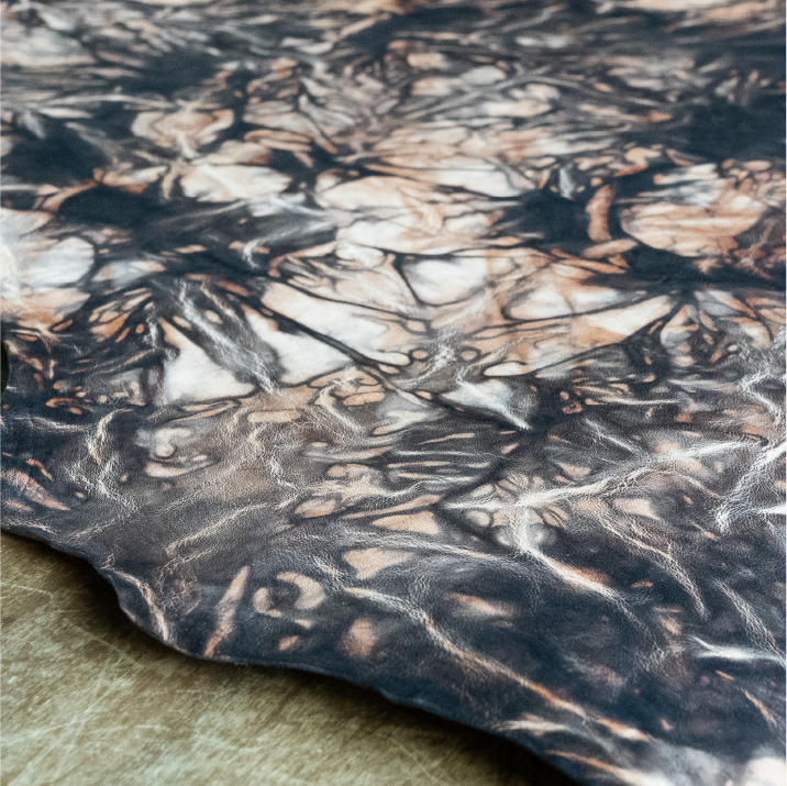 Close-up of patterned dyed leather surface