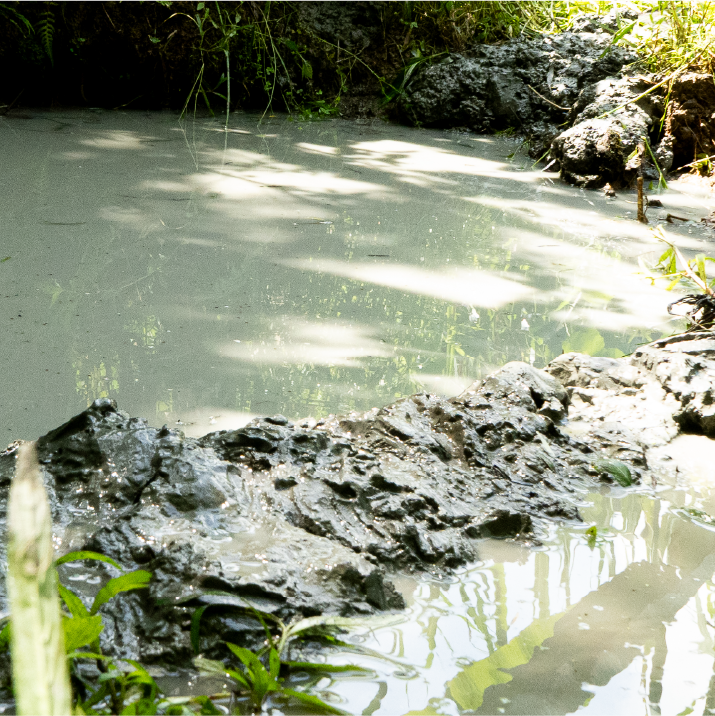 Mud pool as a natural dyeing source